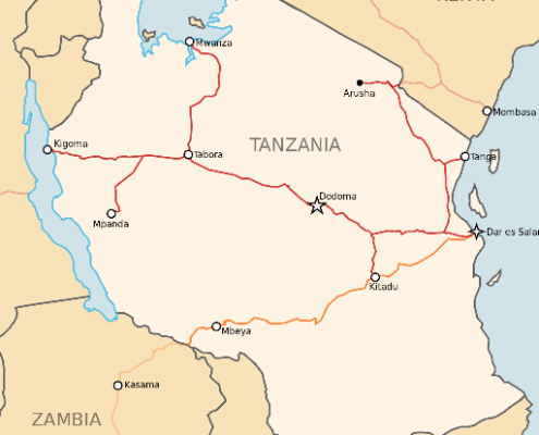 Karte Zugverbindungen Tansania