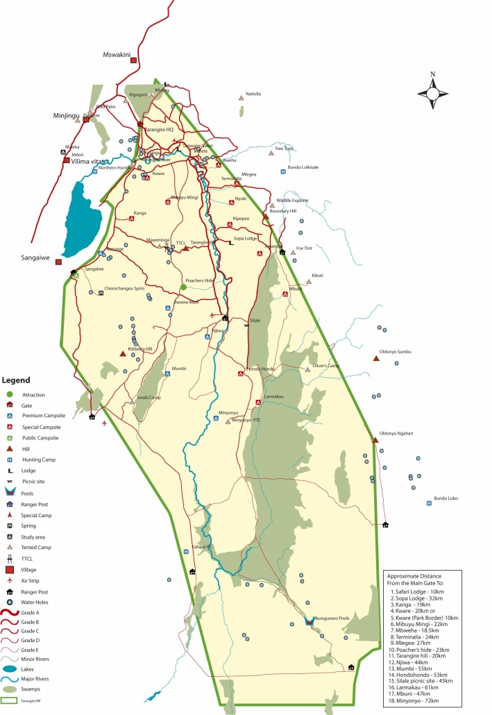 Tarangire Nationalpark Landkarte